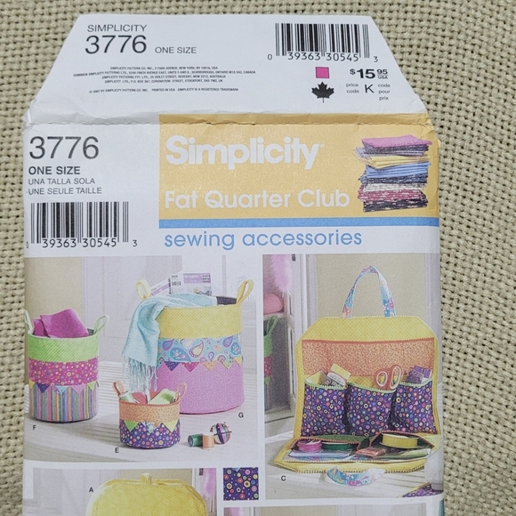 Vintage Simplicity Patttern #3776 Sewing Accessories from the Fat Quarter Club b - Picture 6 of 6